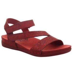 OTBT Theodora Strappy Flat Sandals Red Leather